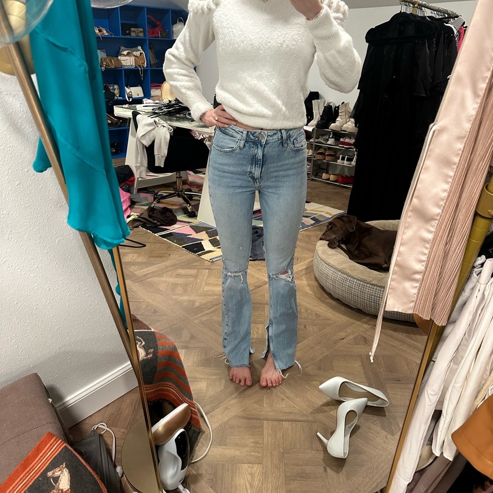 Zara Blue Flare Wide Leg Jeans